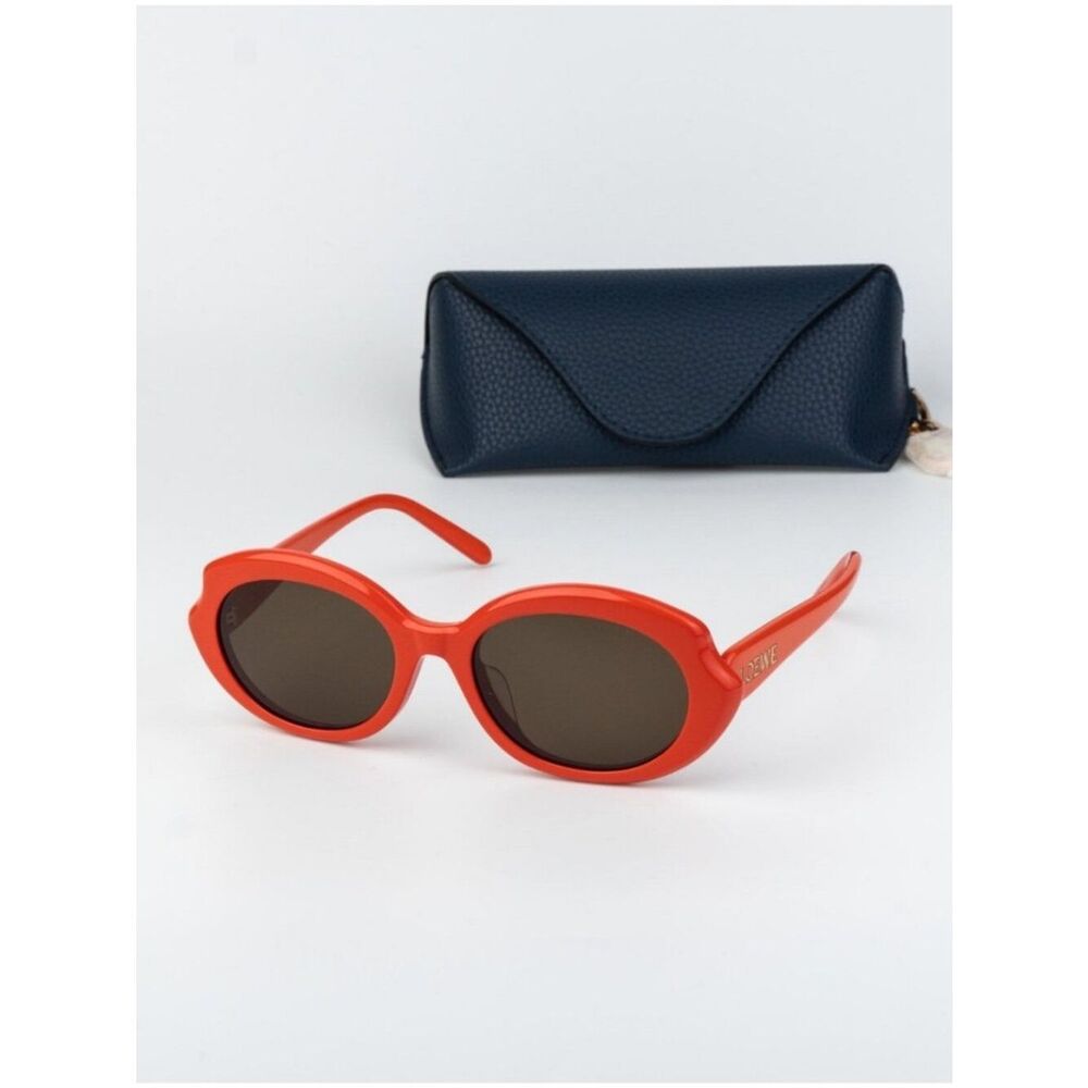 Loewe Women Sunglasses Orange Brown Oval LW40147F 42E NEW AUTHENTIC